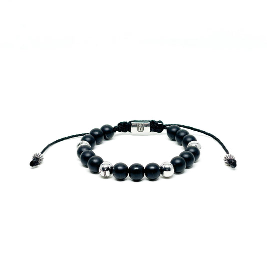 Men’s Bracelet with Onyx bracelet with stainless steel beads.