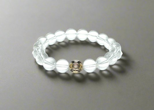 Crystal Clear Quartz And Gold Filled Women's Bracelet.