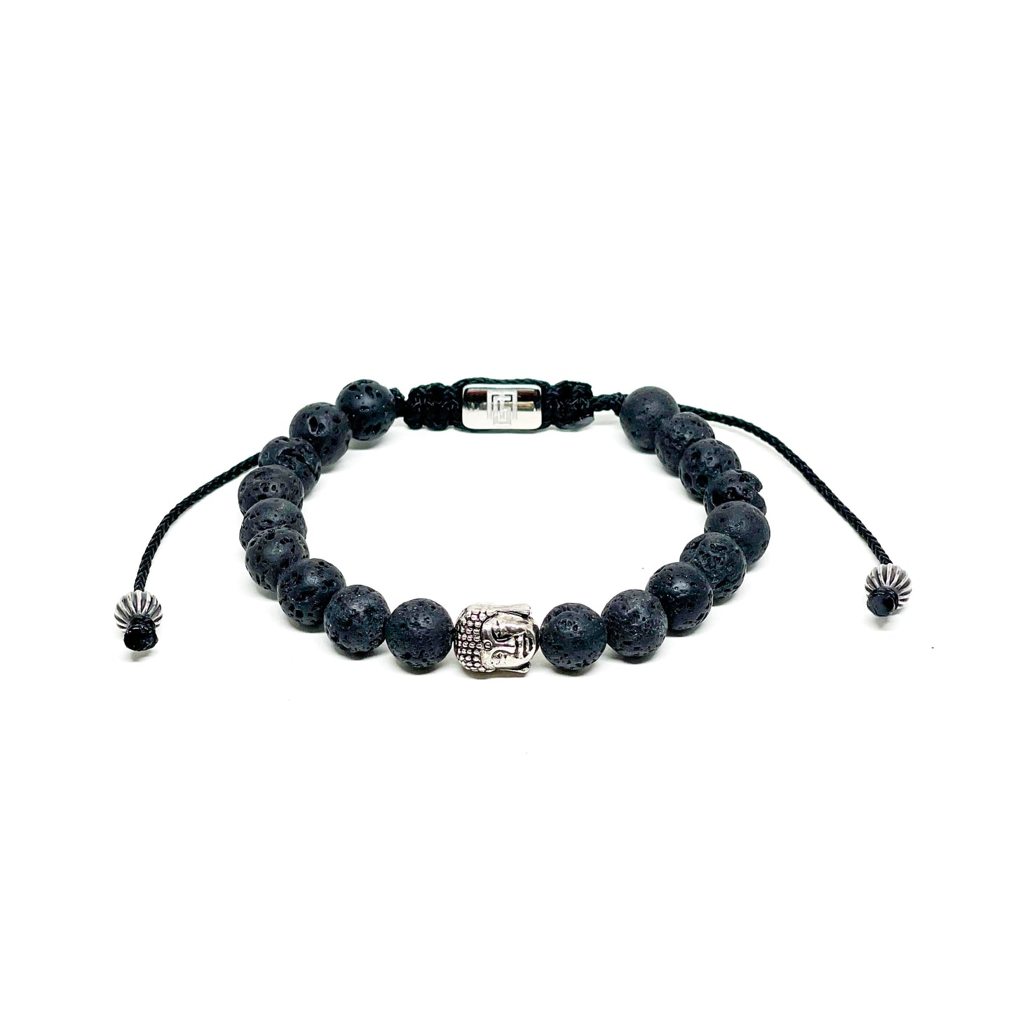 Adjustable Men’s Bracelet with Lava stone and Buddha.