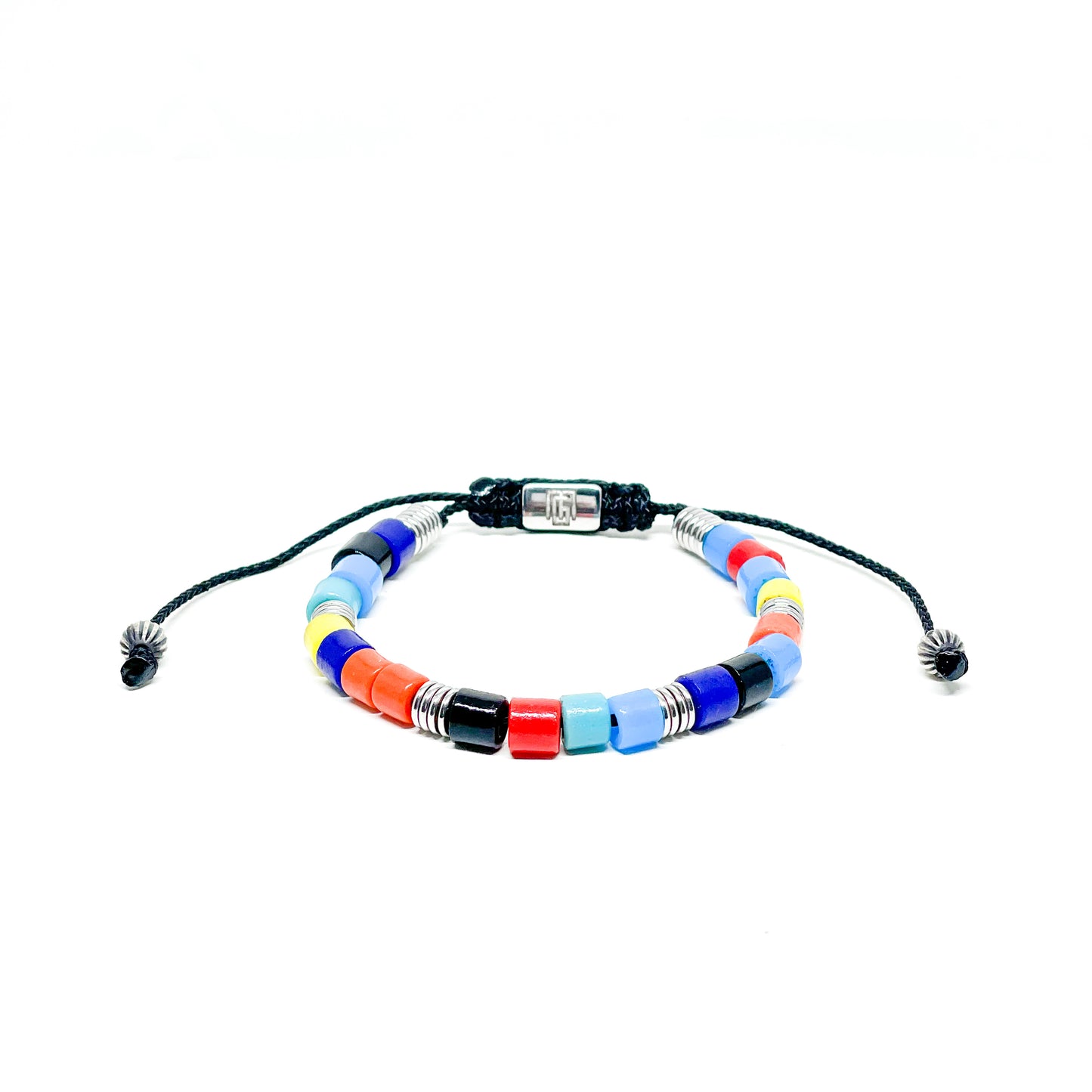 Vintage Colored Beads And Stainless Steel Men’s Bracelet.