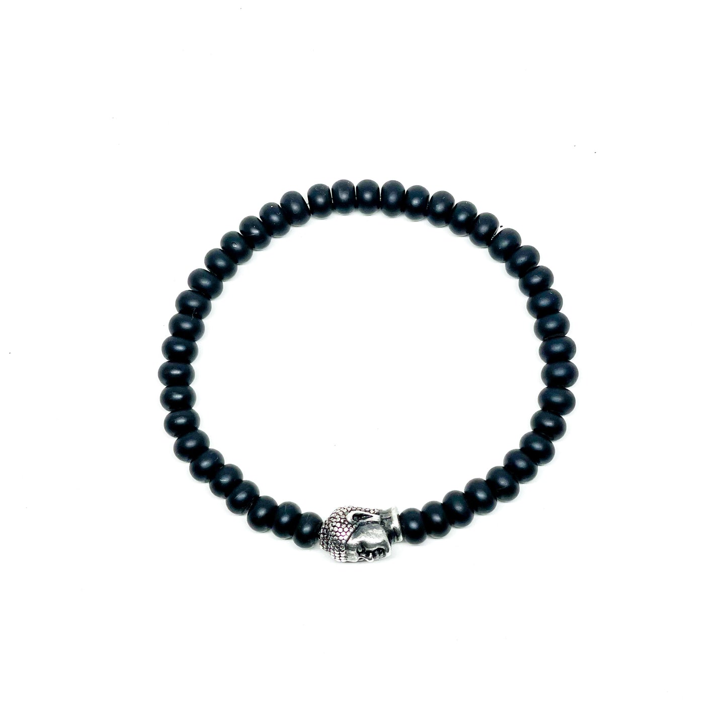 Onyx and silver Buddha Men’s Bracelet.