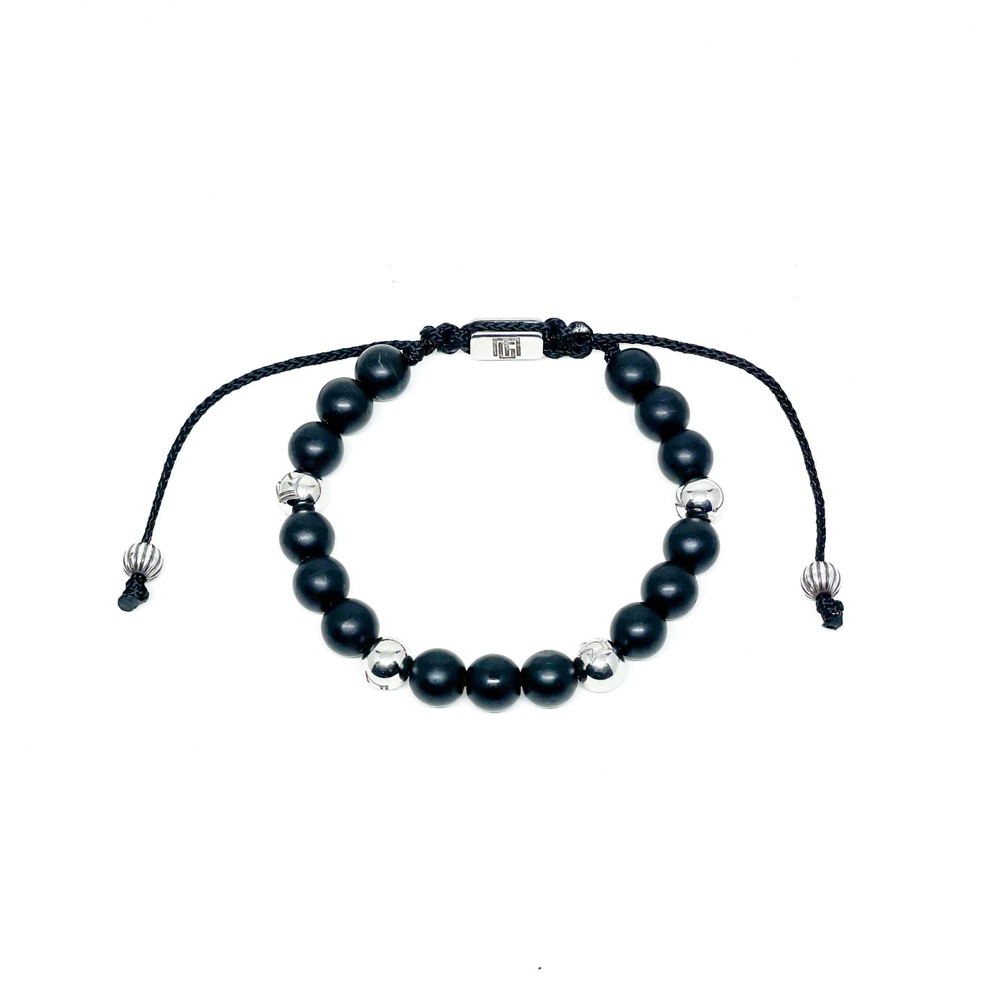 Men’s Bracelet with Onyx bracelet with stainless steel beads.