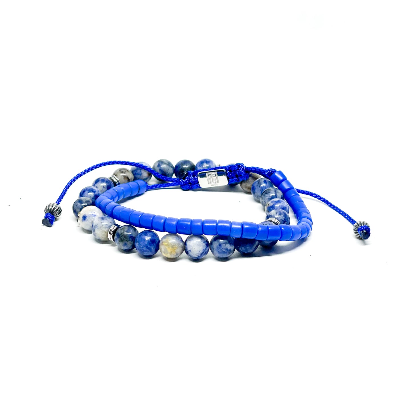 Sodalite and Blue Maasai bracelets drawstring stainless steel lock. Adjustable and stretchy Men’s Bracelets.