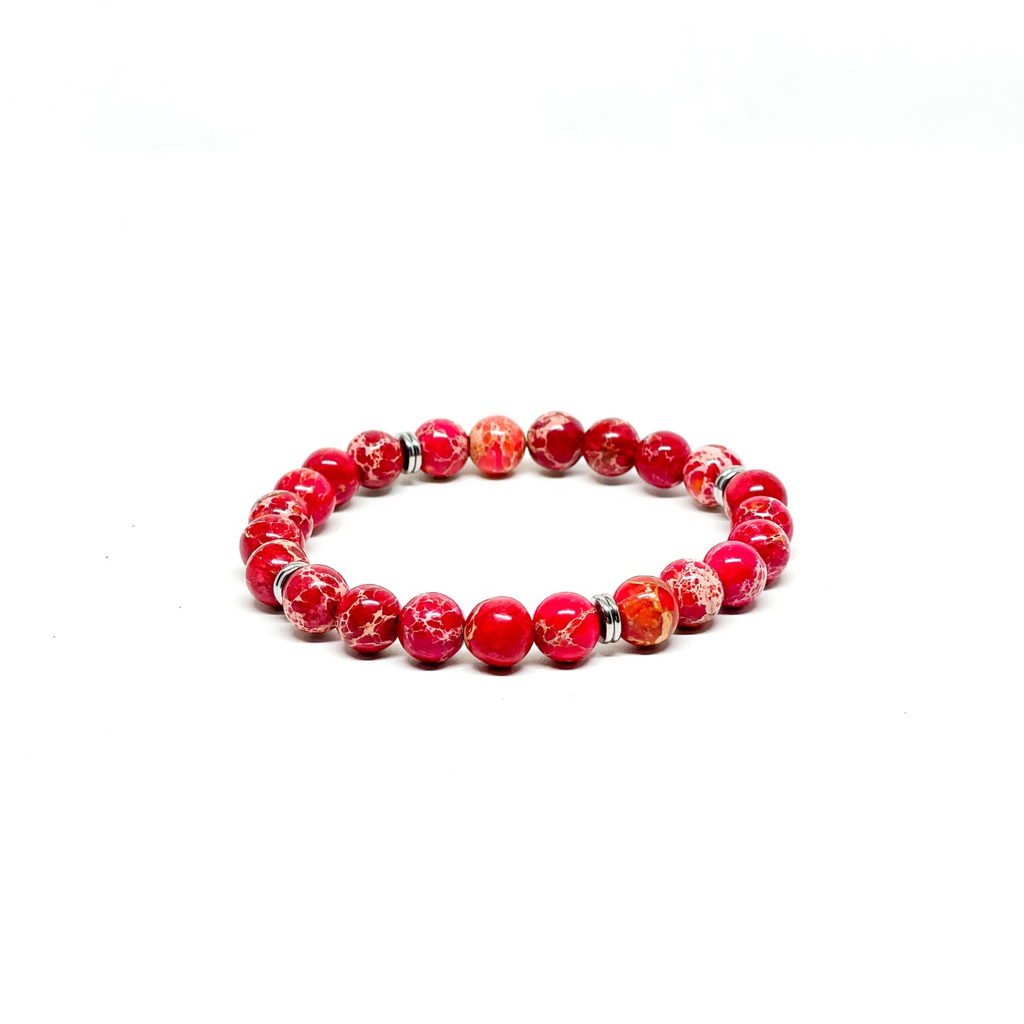 Sediment Imperial Jasper and Red Maasai bracelets drawstring stainless steel lock. Adjustable and stretchy Men’s Bracelets.