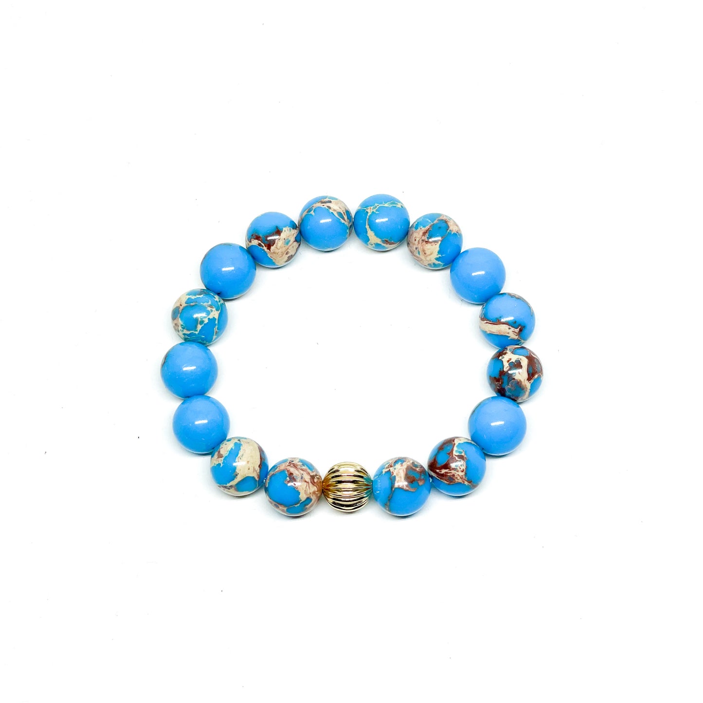 Sky Blue Imperial Jasper And Gold Filled Women's Bracelet.