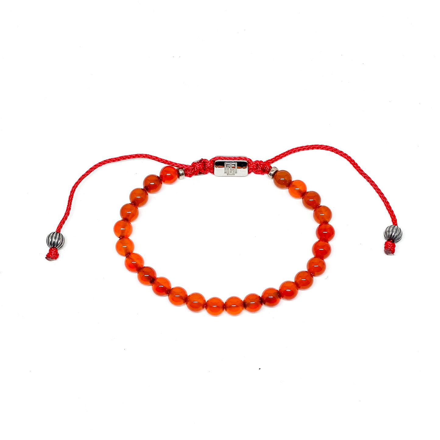 Carnelian With Sterling Silver Men’s Bracelet.