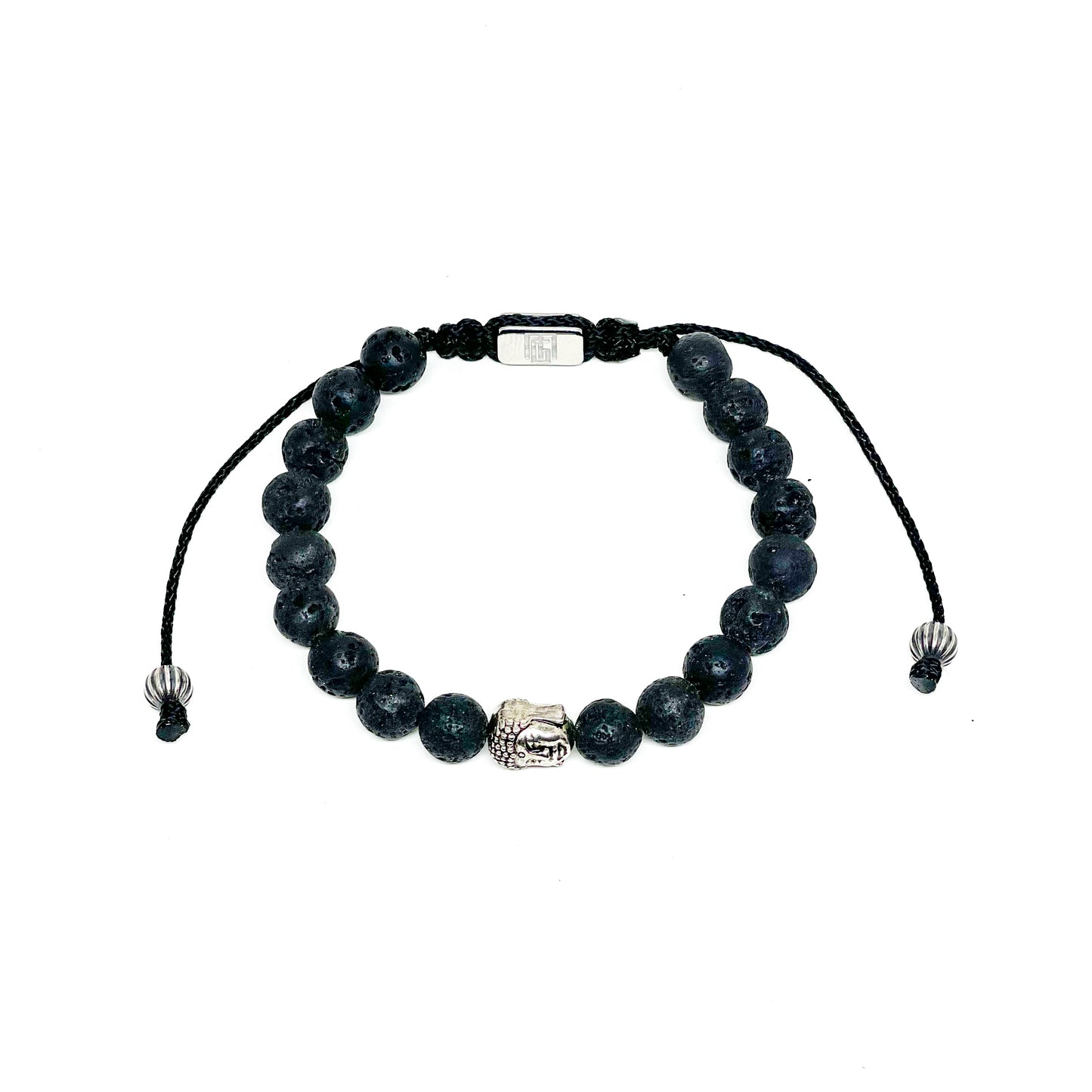 Adjustable Men’s Bracelet with Lava stone and Buddha.