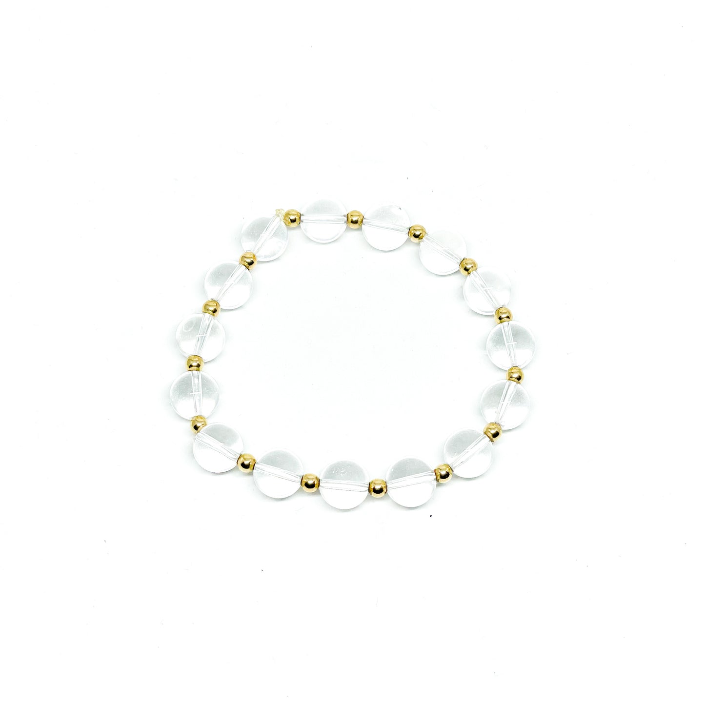 Crystal Clear Quartz And Gold Filled Women's Bracelet.