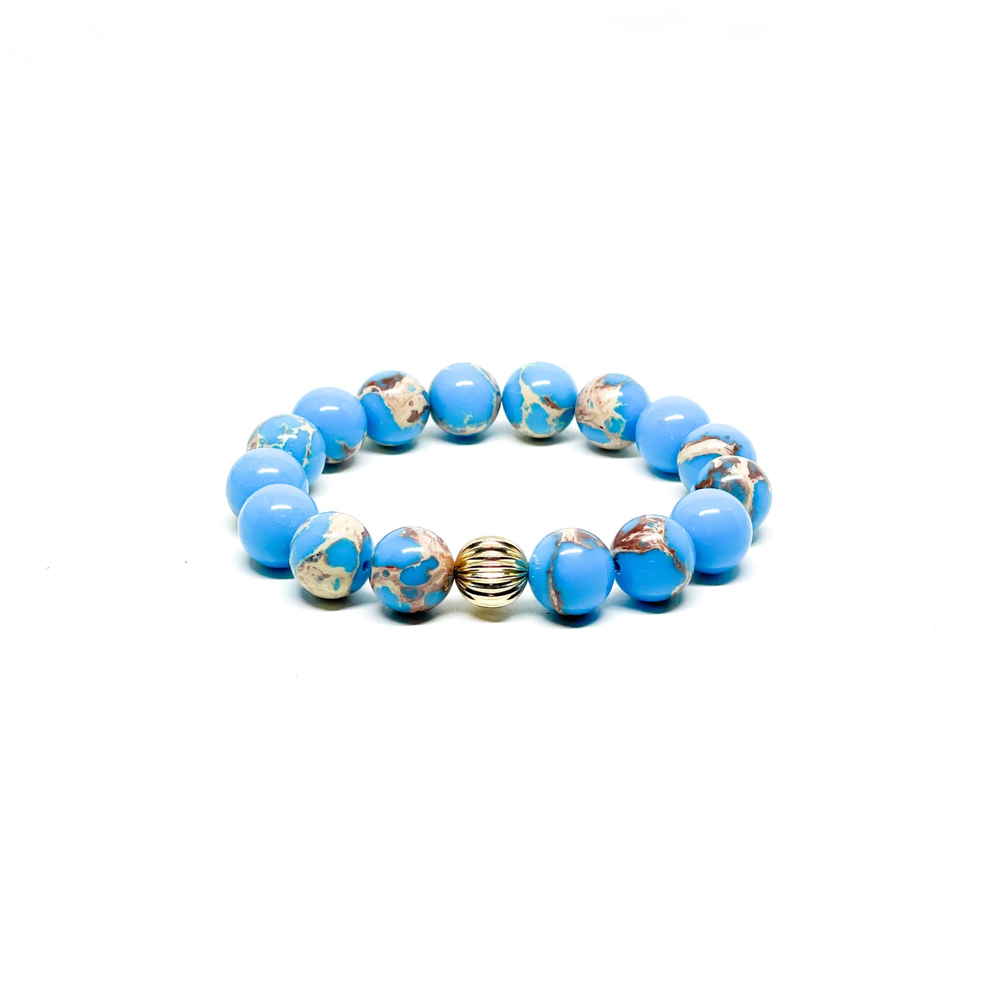 Sky Blue Imperial Jasper And Gold Filled Women's Bracelet.