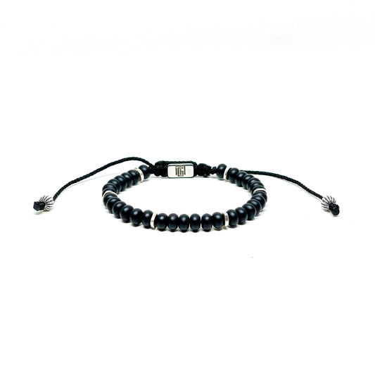 Onyx And Silver Spacers Men’s Bracelet.