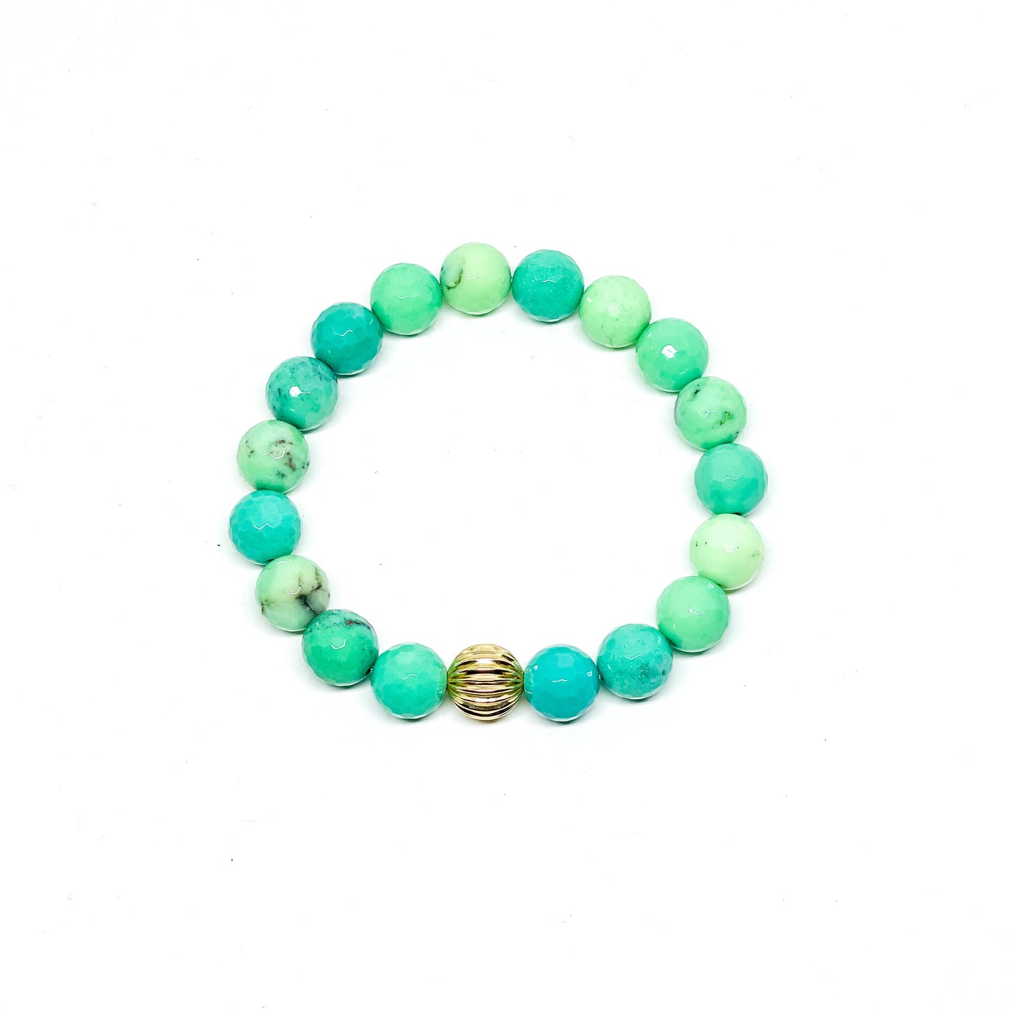 Chrysoprase And Gold Filled Women's Bracelet.