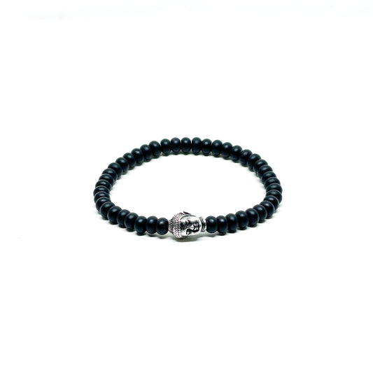 Onyx and silver Buddha Men’s Bracelet.