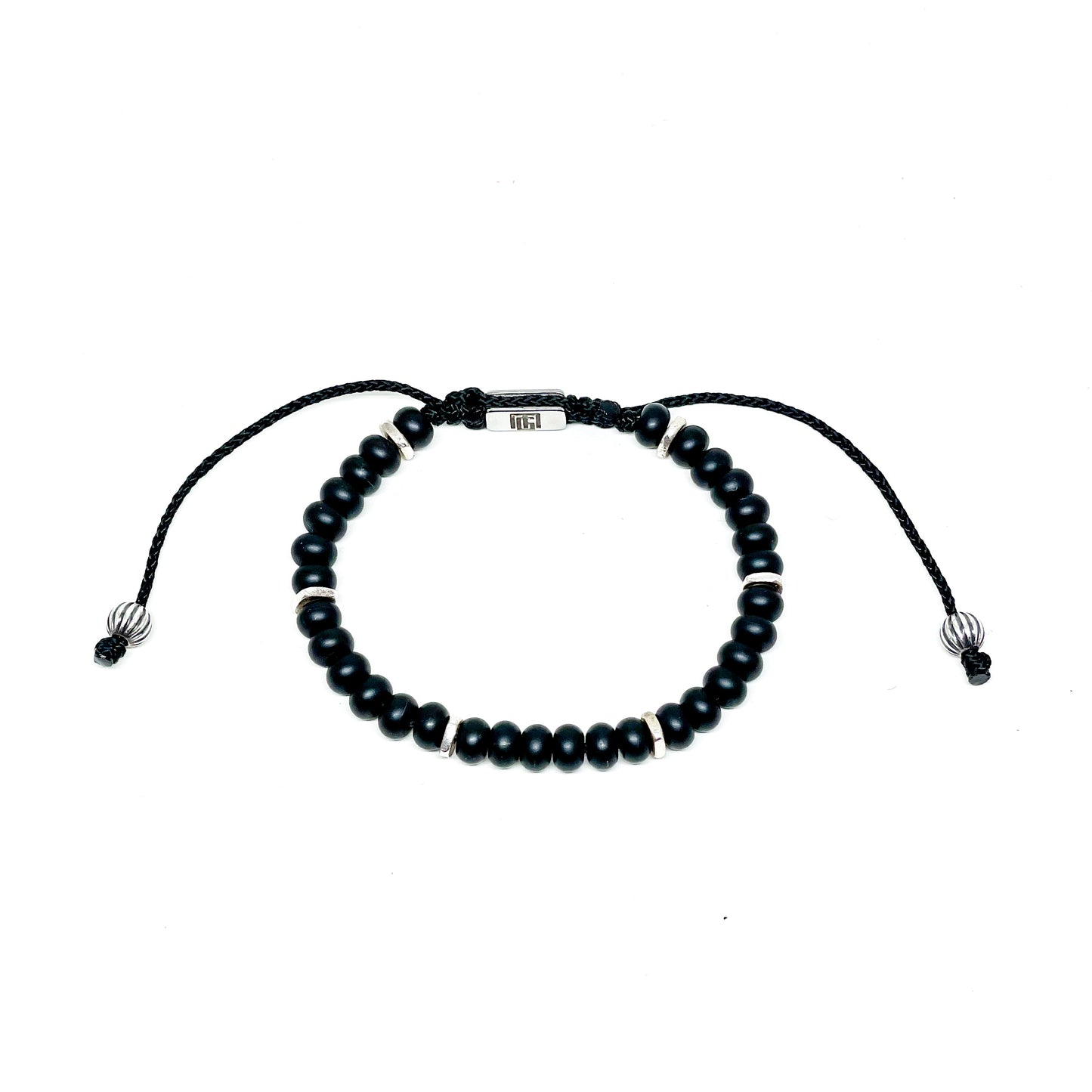 Onyx And Silver Spacers Men’s Bracelet.