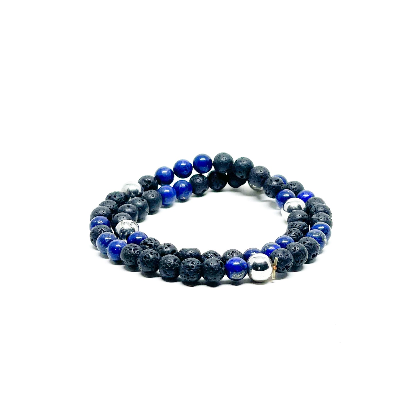 Wrap Around With Lava, Lapis Lazuli And Stainless Steel Men’s Bracelet.