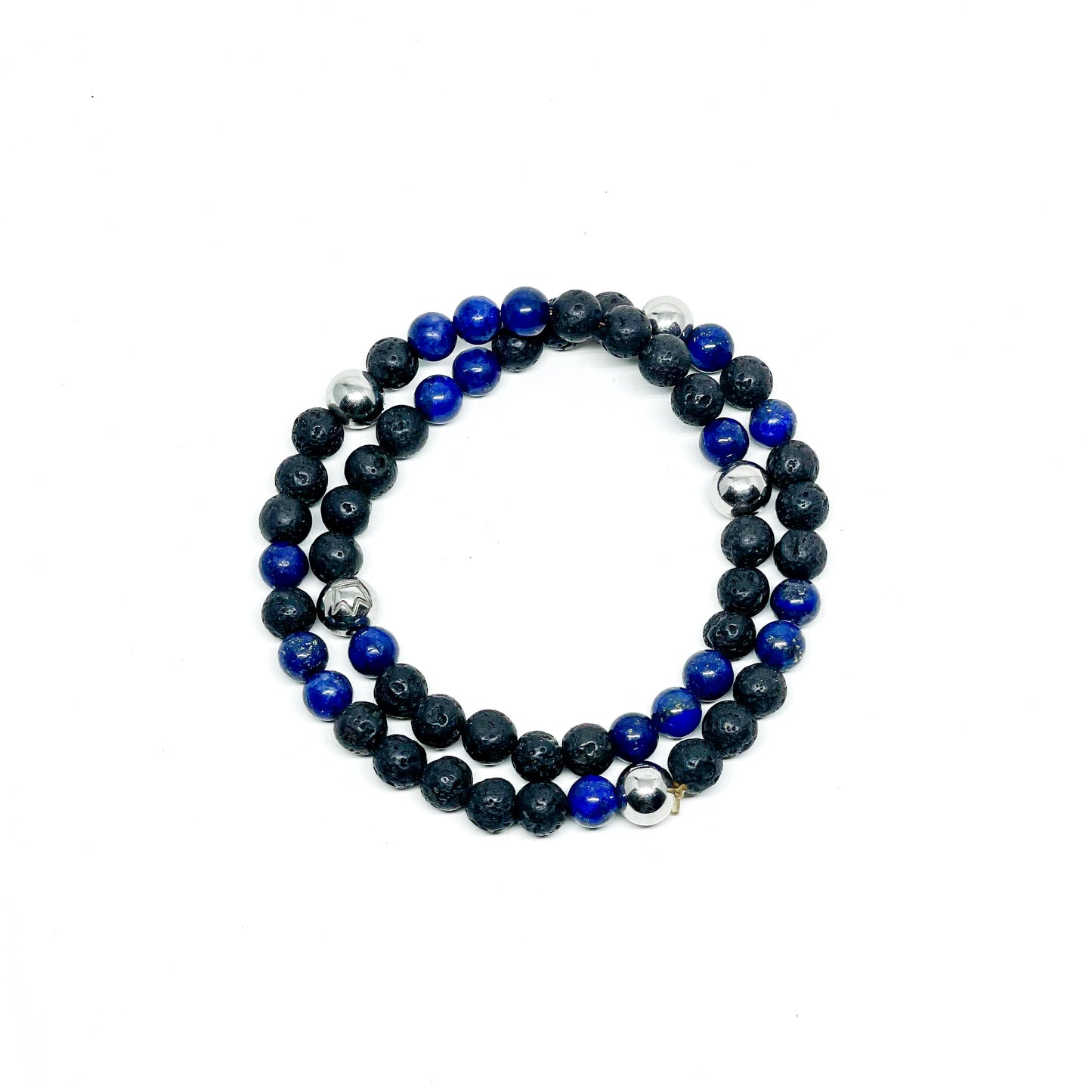 Wrap Around With Lava, Lapis Lazuli And Stainless Steel Men’s Bracelet.