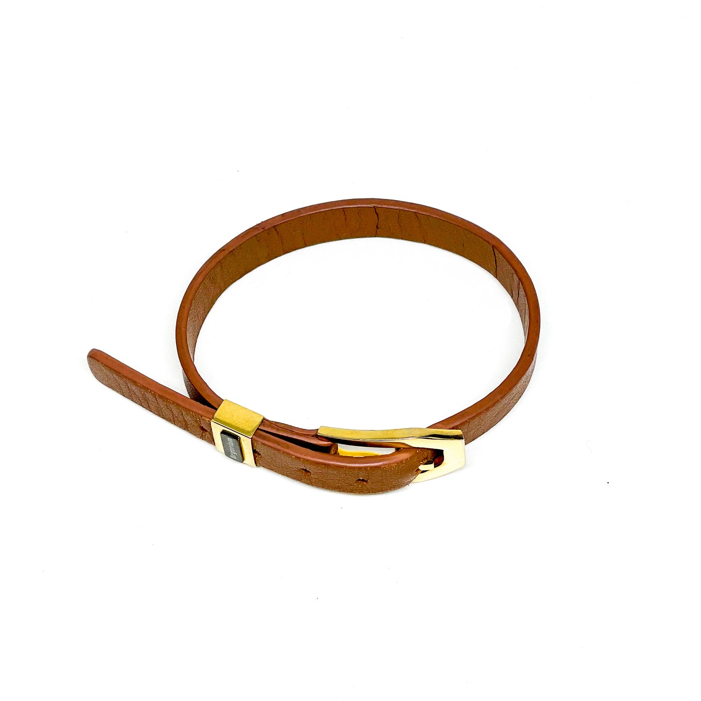 Leather Bracelet With Gold Buckle. Men’s Bracelet.