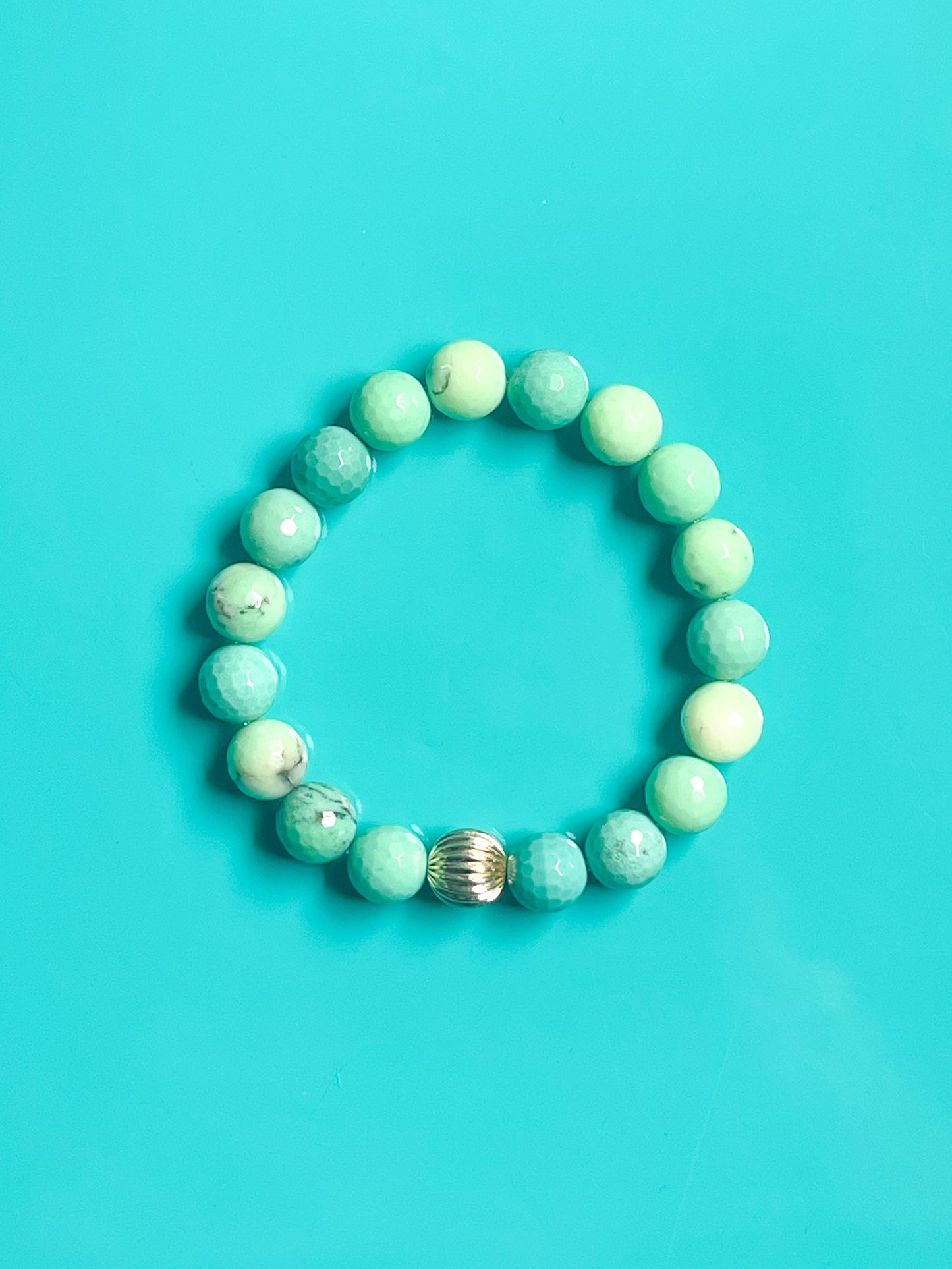 Chrysoprase And Gold Filled Women's Bracelet.