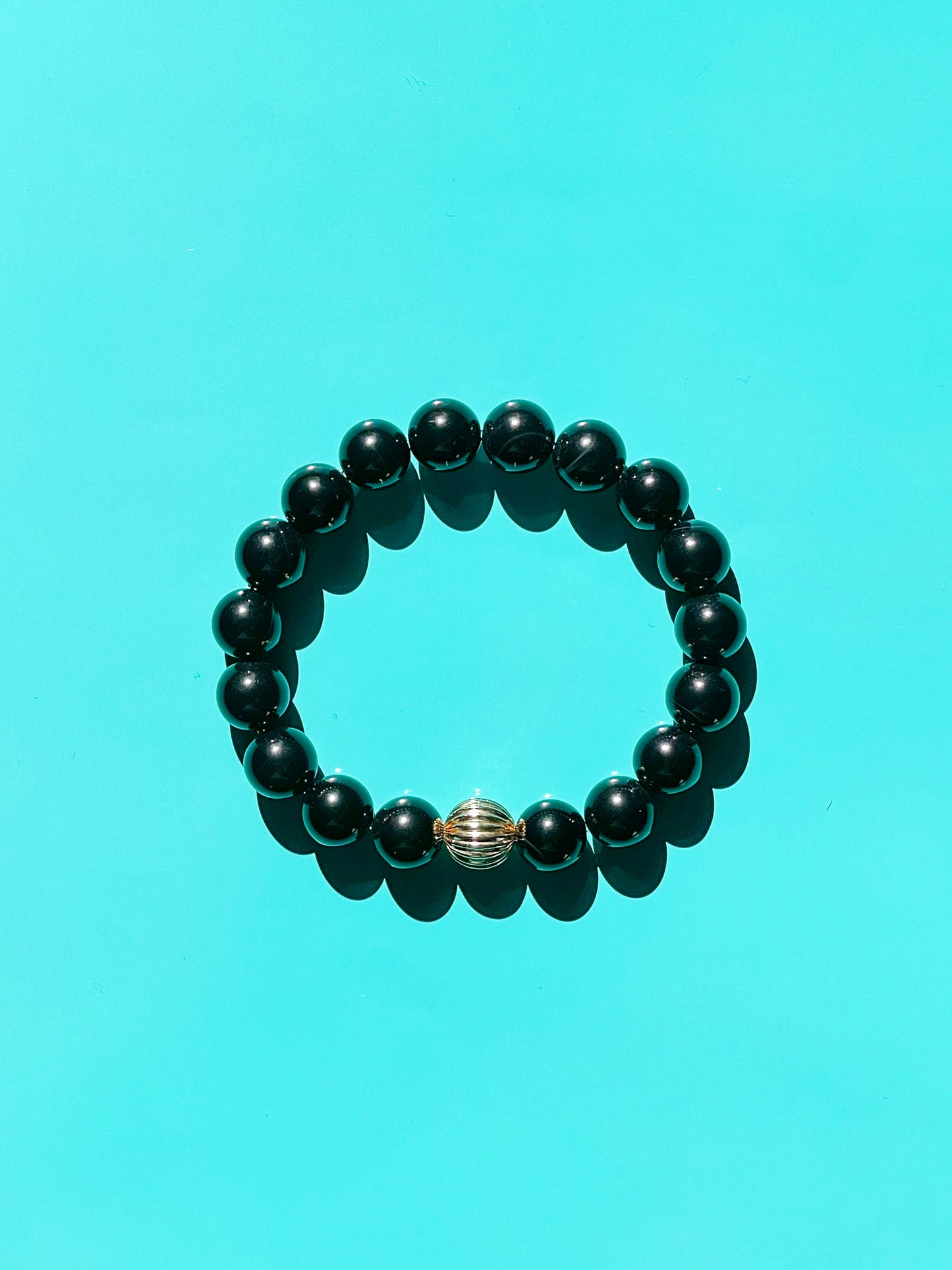 Onyx And Gold Filled Women's Bracelet.