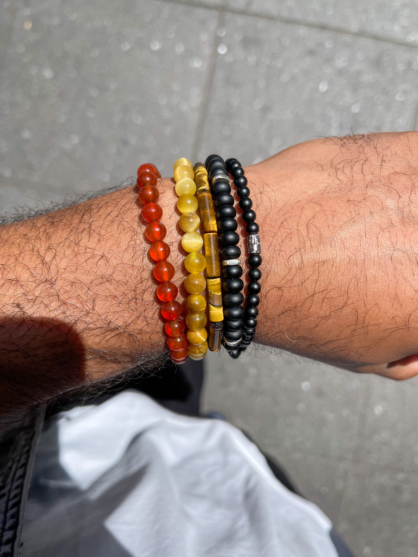 Carnelian With Sterling Silver Men’s Bracelet.