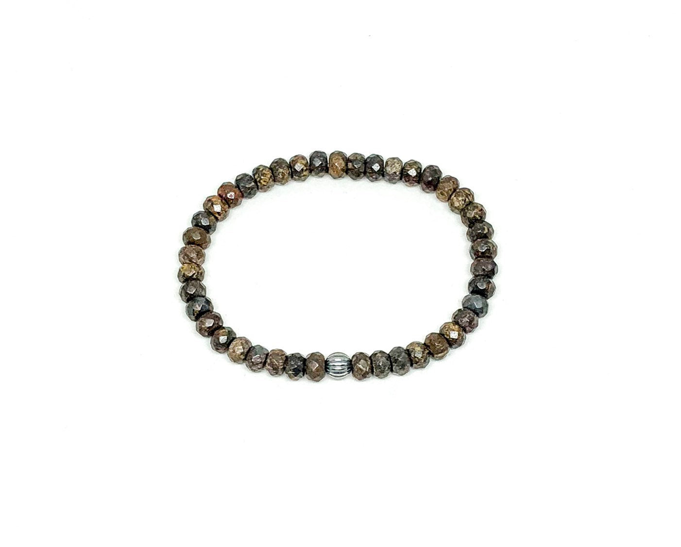 Bronzite And 925 Silver Men’s Bracelet.