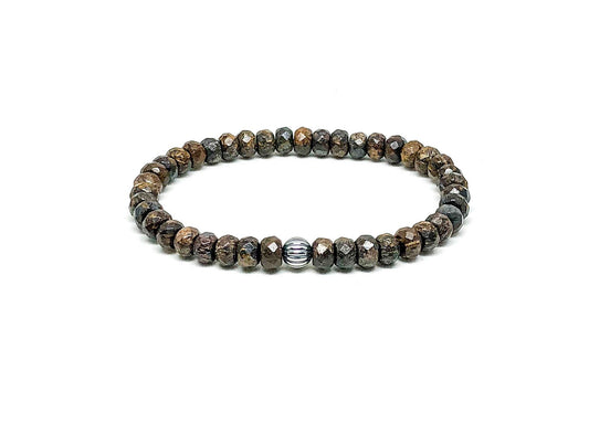 Bronzite And 925 Silver Men’s Bracelet.