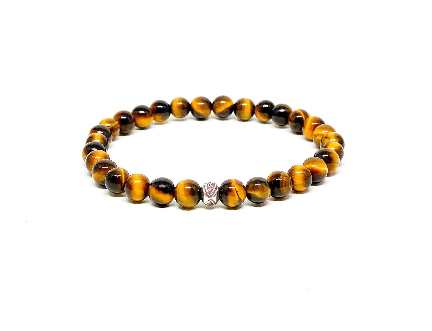 Tiger Eye And Silver Men’s Bracelet.