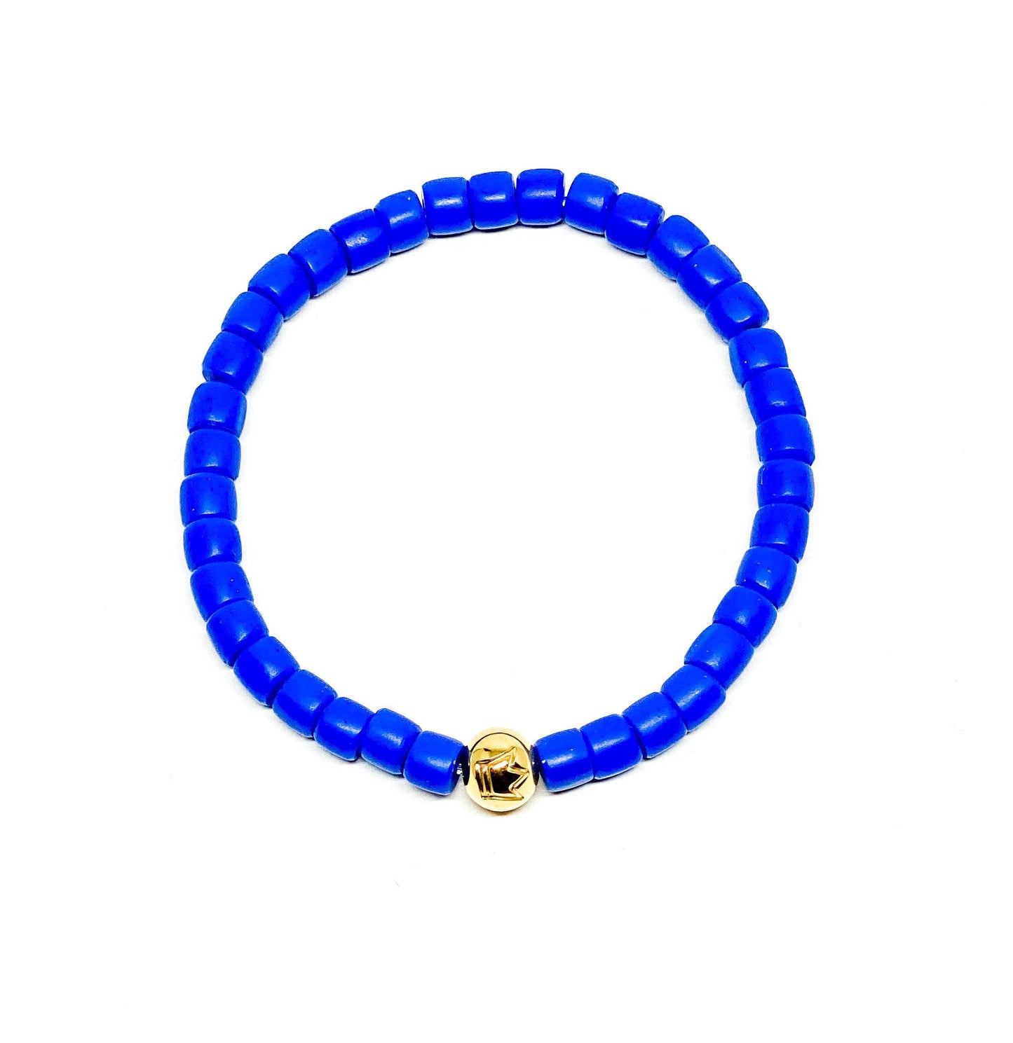 Men’s Bracelet with Maasai glass beads and gold logo bead.