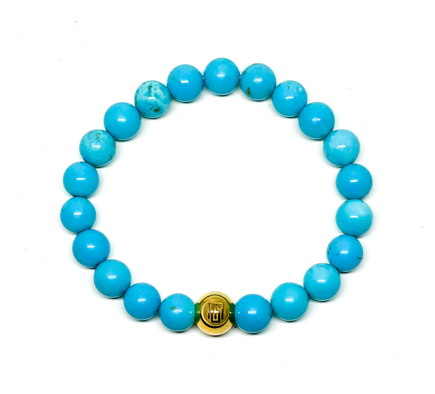 Turquoise And Gold Plated Logo Bead Men’s Bracelet.