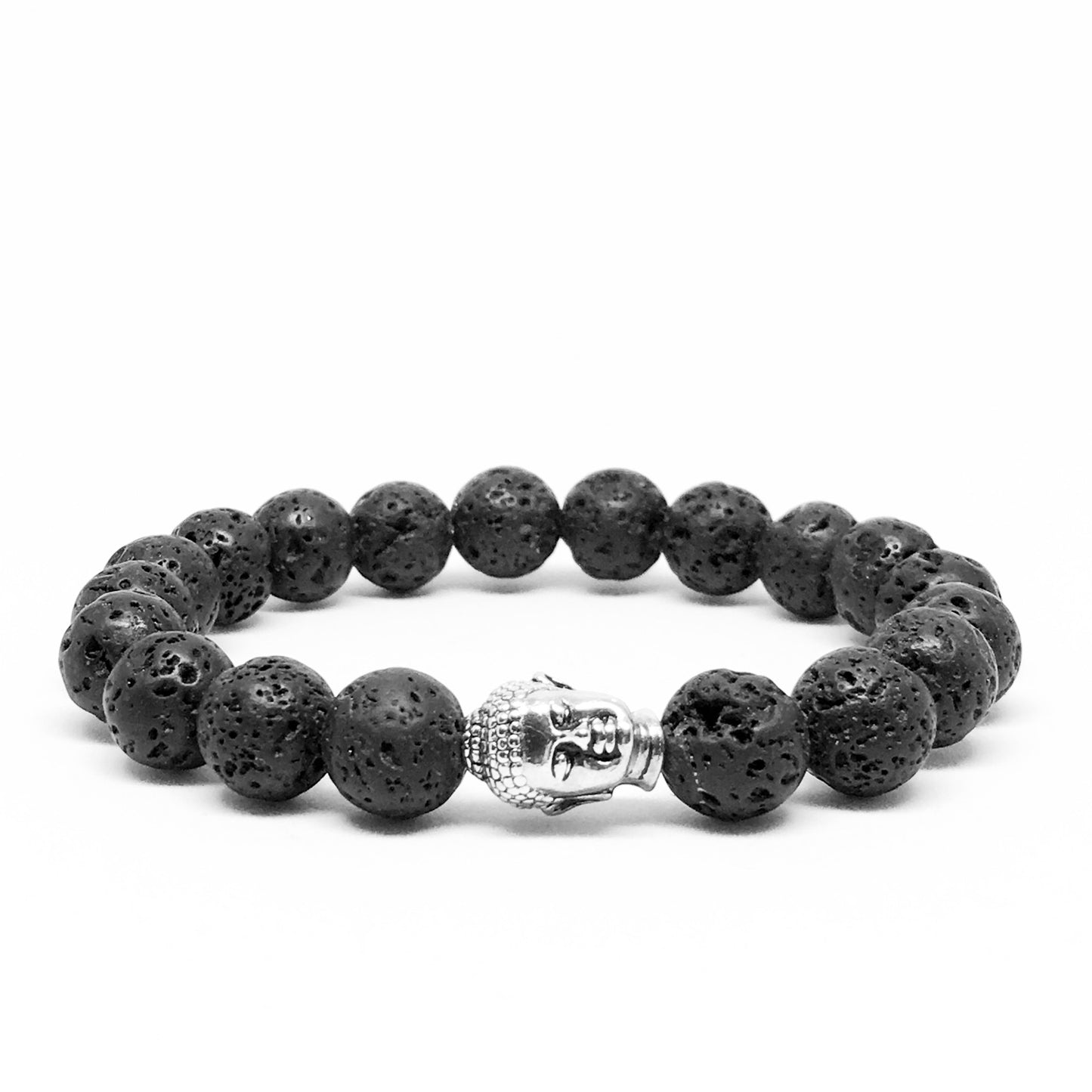 Men’s Bracelet With Lava Stones And Buddha.