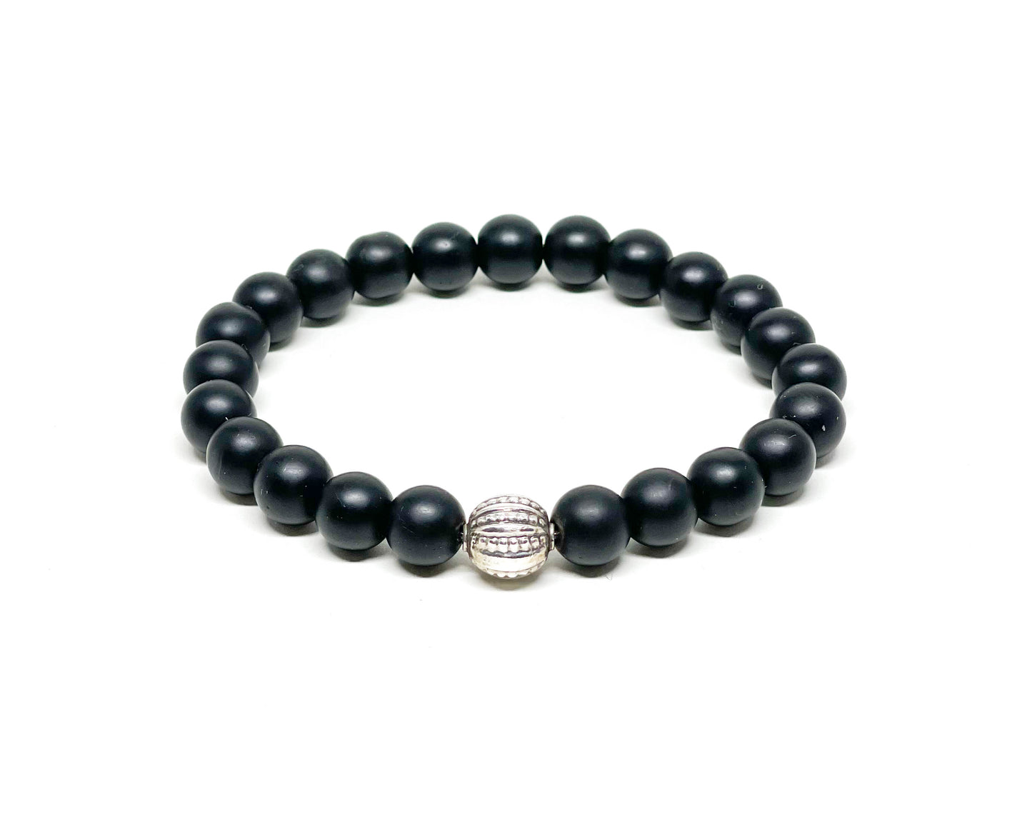 Onyx And Sterling Silver Men’s Bracelet.