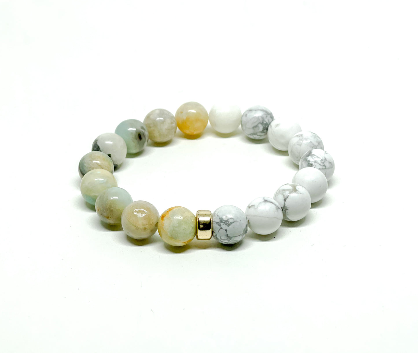 Amazonite, Howlite And Gold Filled Women's Bracelet.