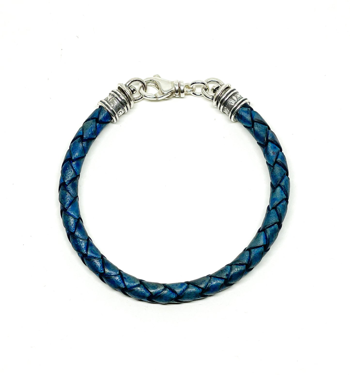 Sterling Silver And Leather Men’s Bracelet.